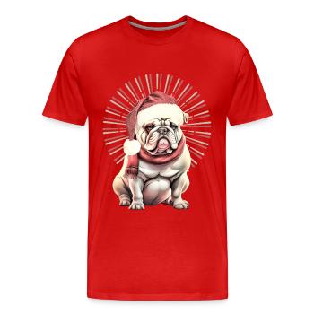 Chemise pour chien drôle Père Noël bouledogue - T-shirt bio Premium Homme - rouge - Devant - Damien (186cm)