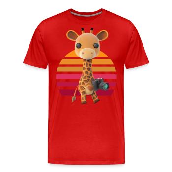 Photographier Safari Girafe - T-shirt bio Premium Homme - rouge - Devant - Damien (186cm)