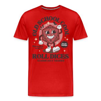 Dungeons - Old school roll dragons dices retro D20 - Men's Premium Organic T-Shirt - red - Front - Damien (186cm)