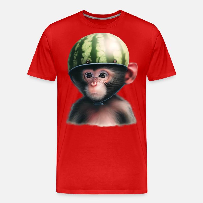 Singe à la pastèque - T-shirt bio Premium Homme - rouge