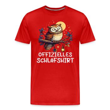 Offizielles Schlafshirt Eule Eulen Eulenliebhaber - Männer Premium Bio T-Shirt - Rot - Vorne - Damien (186cm)