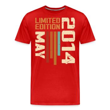 Mai 2014 Vintage Nées En Mai 2014 Anniversaire - T-shirt bio Premium Homme - rouge - Devant - Damien (186cm)