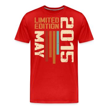 Mai 2015 Vintage Nées En Mai 2015 Anniversaire - T-shirt bio Premium Homme - rouge - Devant - Damien (186cm)