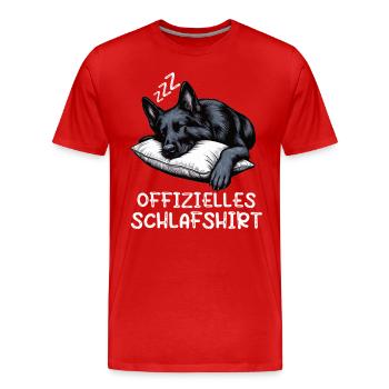 Offizielles Schlafshirt Schwarzer Schäferhund - Männer Premium Bio T-Shirt - Rot - Vorne - Damien (186cm)