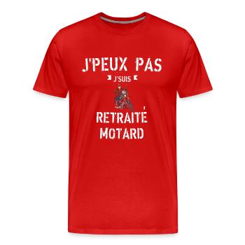 J peux pas j ai Retraité motard - T-shirt bio Premium Homme - rouge - Devant - Damien (186cm)