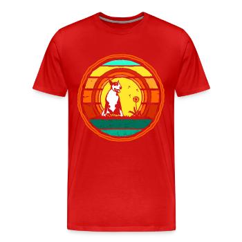 Bullterrier sunset rund - Männer Premium Bio T-Shirt - Rot - Vorne - Damien (186cm)