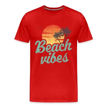Vibrations de la plage - T-shirt bio Premium Homme - rouge - Devant - Damien (186cm)