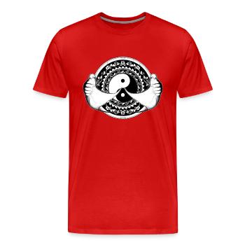 Yin Yang Mantarochen - Männer Premium Bio T-Shirt - Rot - Vorne - Damien (186cm)
