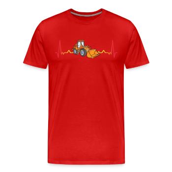 Pelle Chargeuse sur pneus Chantier de construction Heartbeat - T-shirt bio Premium Homme - rouge - Devant - Damien (186cm)