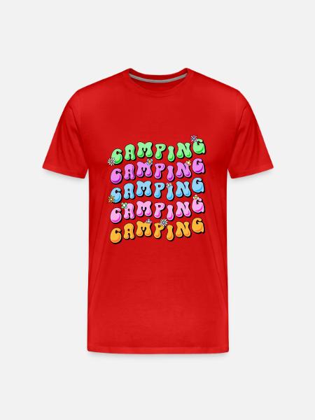 Camping Retro Style 70s Hippie Flower Power - Men's Premium Organic T-Shirt - red