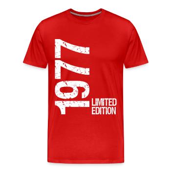 1977 Limited Edition - Men's Premium Organic T-Shirt - red - Front - Damien (186cm)