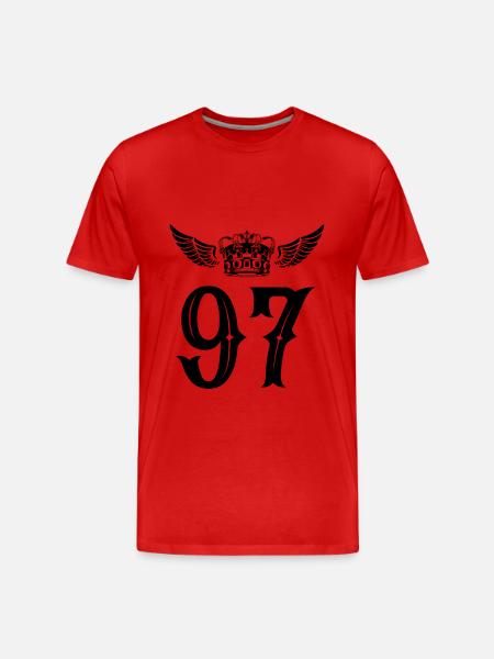 97 Zahl Krone - Männer Premium Bio T-Shirt - Rot