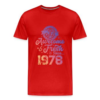 1978 awesome fresh - Men's Premium Organic T-Shirt - red - Front - Damien (186cm)