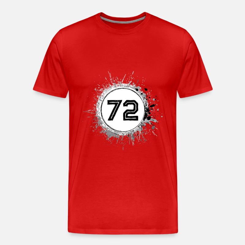 72 Zahl Klecks - Männer Premium Bio T-Shirt - Rot