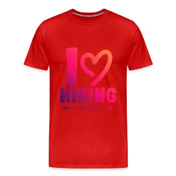 Ich liebe Hiking - Männer Premium Bio T-Shirt - Rot - Vorne - Damien (186cm)