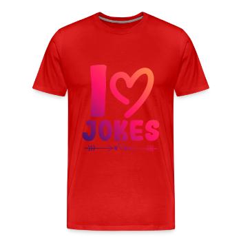 J’adore les blagues - T-shirt bio Premium Homme - rouge - Devant - Damien (186cm)