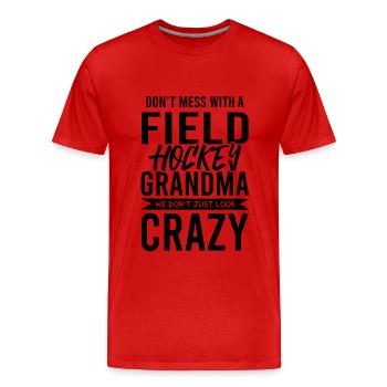 fieldhockey großmutter - Männer Premium Bio T-Shirt - Rot - Vorne - Damien (186cm)