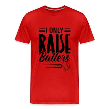 Raise Ballers Baseball - Men's Premium Organic T-Shirt - red - Front - Damien (186cm)