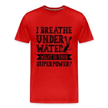 Diving Superpower - Men's Premium Organic T-Shirt - red - Front - Damien (186cm)