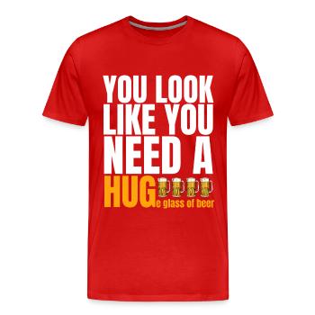 Beer Party Drinking Malle J’ai besoin d’un câlin drôle - T-shirt bio Premium Homme - rouge - Devant - Damien (186cm)