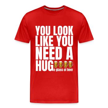 Beer Party Drinking Malle J’ai besoin d’un câlin drôle - T-shirt bio Premium Homme - rouge - Devant - Damien (186cm)