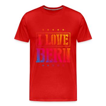 J’aime Berne - T-shirt bio Premium Homme - rouge - Devant - Damien (186cm)