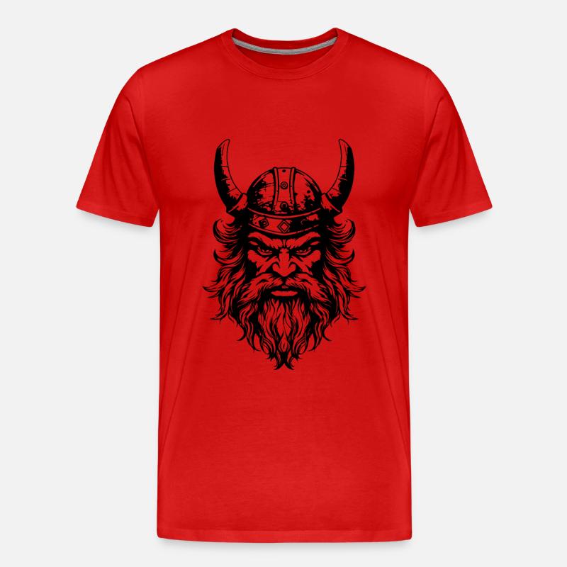 Wikinger Kopf Helm - Männer Premium Bio T-Shirt - Rot