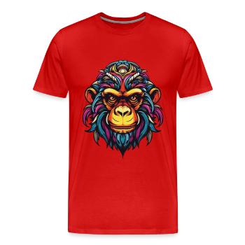 Tête de singe - T-shirt bio Premium Homme - rouge - Devant - Damien (186cm)