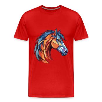 Tête de cheval - T-shirt bio Premium Homme - rouge - Devant - Damien (186cm)