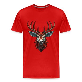 Tête de cerf - T-shirt bio Premium Homme - rouge - Devant - Damien (186cm)
