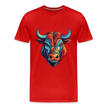 Tête de taureau Taureau - T-shirt bio Premium Homme - rouge - Devant - Damien (186cm)