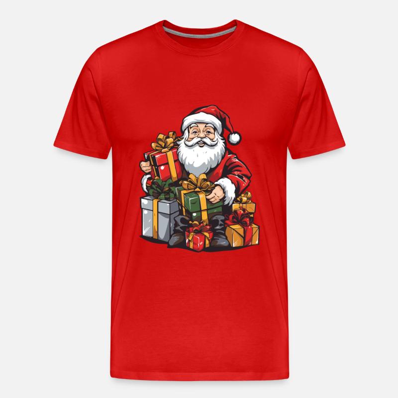 Weihnachtsmann Geschenke - Männer Premium Bio T-Shirt - Rot