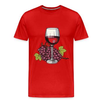 Verre à vin Raisins Vin - T-shirt bio Premium Homme - rouge - Devant - Damien (186cm)