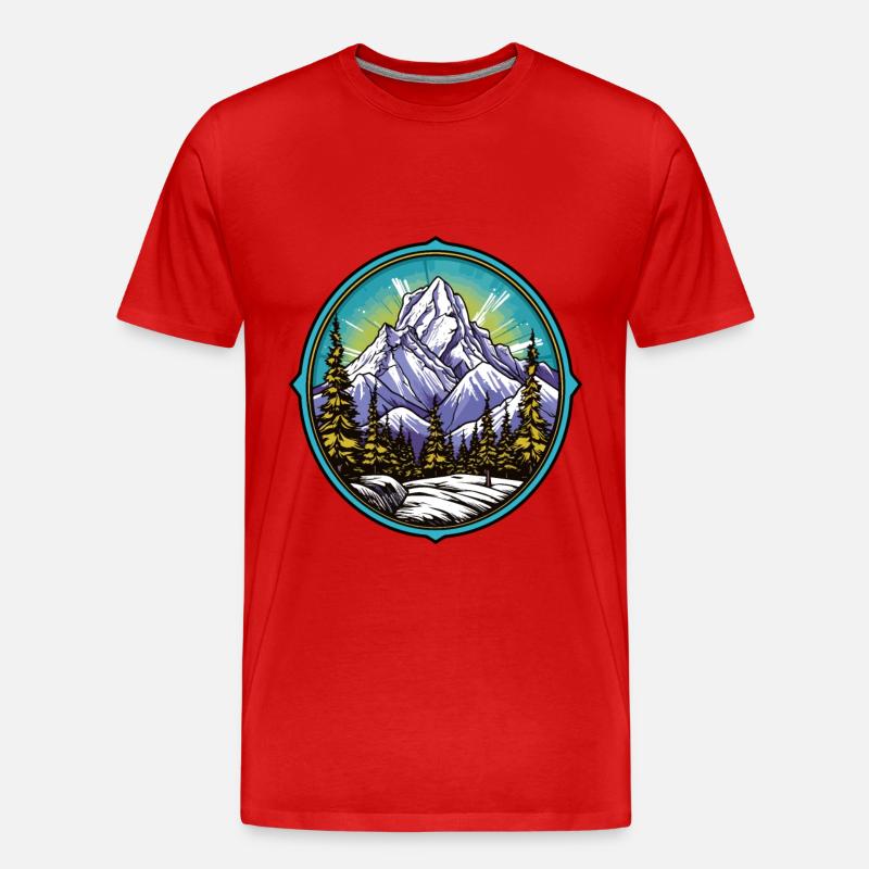 Landschaft Berge Wappen - Männer Premium Bio T-Shirt - Rot