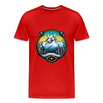 Alps Mountains Symbol - Men's Premium Organic T-Shirt - red - Front - Damien (186cm)