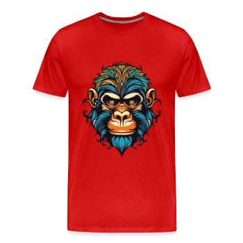 Tête de singe - T-shirt bio Premium Homme - rouge - Devant - Damien (186cm)