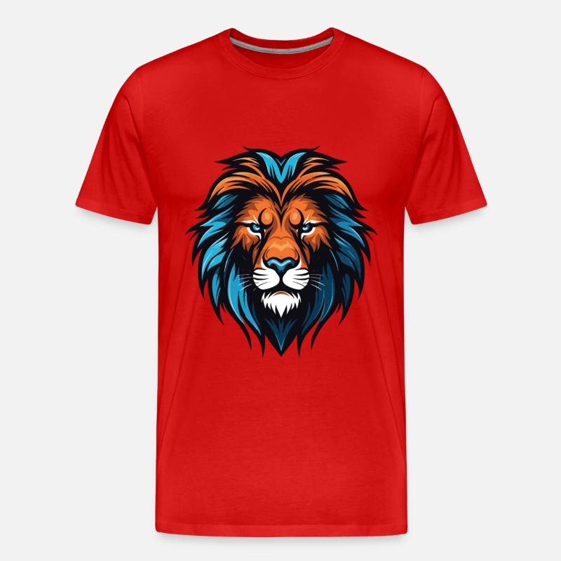Löwe Kopf - Männer Premium Bio T-Shirt - Rot