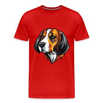 Beagle Dog Head - Men's Premium Organic T-Shirt - red - Front - Damien (186cm)
