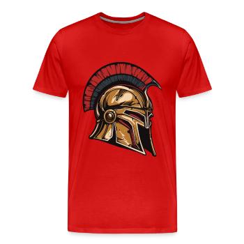 Casque Spartiate Guerrier Sparta - T-shirt bio Premium Homme - rouge - Devant - Damien (186cm)