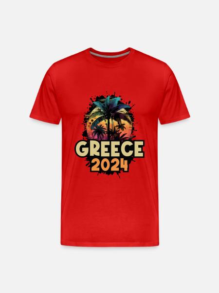 Greece 2024 Holiday Saying - Men's Premium Organic T-Shirt - red