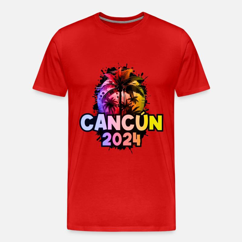 Cancun 2024 Urlaub Bunt - Männer Premium Bio T-Shirt - Rot
