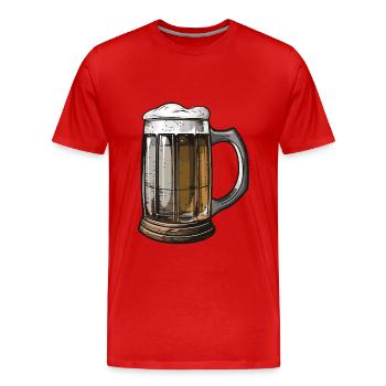 Beer Booze Malt Symbol - Men's Premium Organic T-Shirt - red - Front - Damien (186cm)
