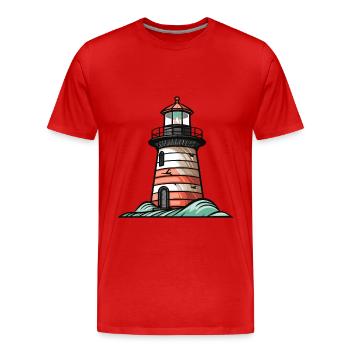 Lighthouse Coast Icon - Men's Premium Organic T-Shirt - red - Front - Damien (186cm)