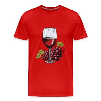 Verre à vin Raisins Vin - T-shirt bio Premium Homme - rouge - Devant - Damien (186cm)