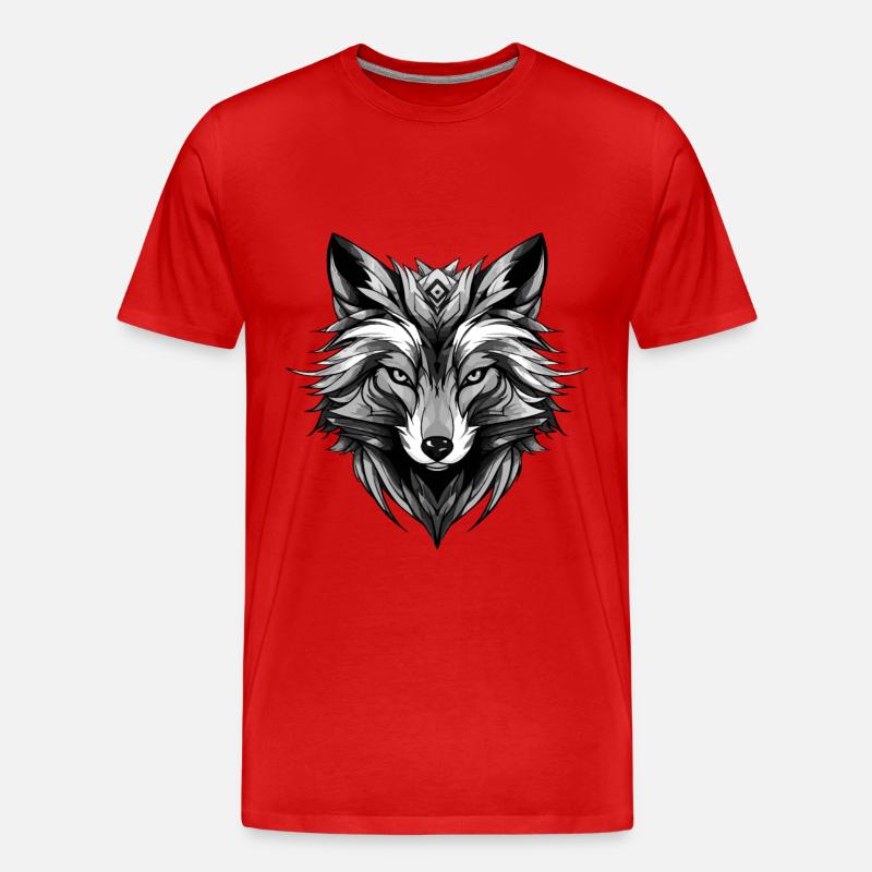 Fuchs Tier Kopf - Männer Premium Bio T-Shirt - Rot