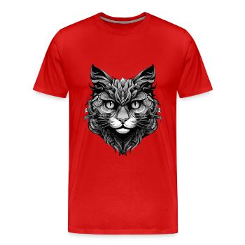 Katze Tier Kater - Männer Premium Bio T-Shirt - Rot - Vorne - Damien (186cm)