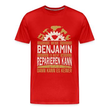 Benjamin Name Geschenk Geburtstag - Männer Premium Bio T-Shirt - Rot - Vorne - Damien (186cm)