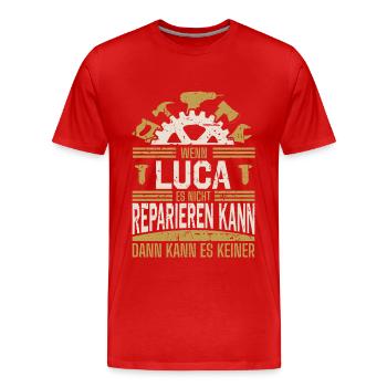 Luca Name Geschenk Geburtstag - Männer Premium Bio T-Shirt - Rot - Vorne - Damien (186cm)