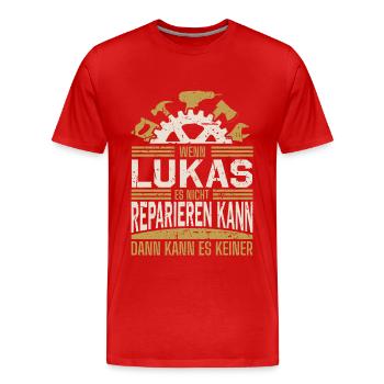 Lukas Name Geschenk Geburtstag - Männer Premium Bio T-Shirt - Rot - Vorne - Damien (186cm)