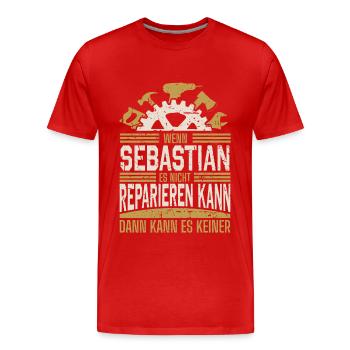 Sebastian Name Geschenk Geburtstag - Männer Premium Bio T-Shirt - Rot - Vorne - Damien (186cm)